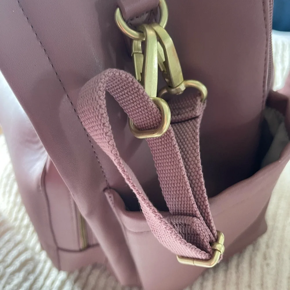 Skip Hop Pink Leather Diaper Backpack